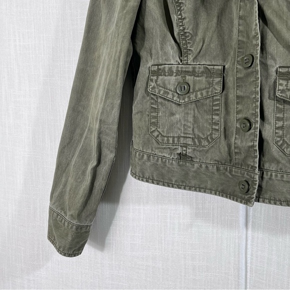 Gap Olive Green Cropped Utility Military Jacket Coat Blazer Size 8 - Picture 7 of 12